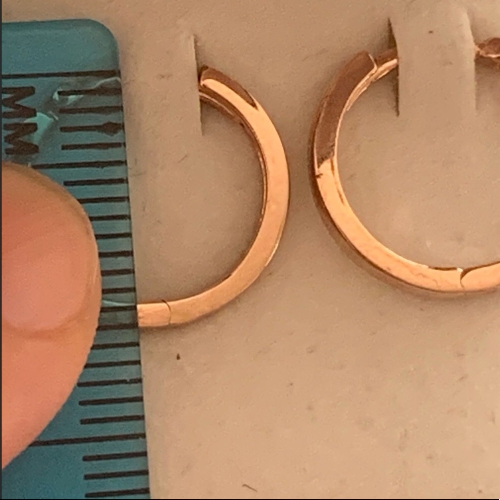 10K Rose Gold & Diamonds Double Click Earrings New - Picture 13 of 15